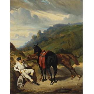 Alfred de Dreux - French  Le Lad Blanc (A Rest In The Mountains)