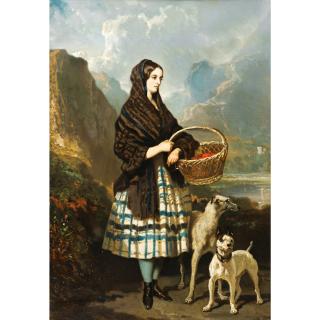 Alfred De Dreux - Jeune Femme Aux Chiens