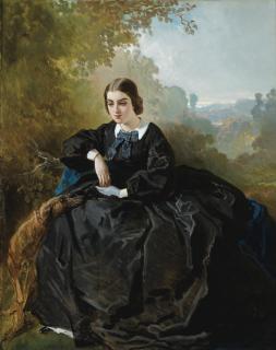 Alfred De Dreux - Jeune Femme En Noir, Songeuse