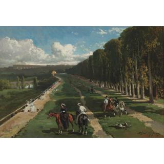 Alfred de Dreux - L\'Allée Cavaliere Sur Las Terrasse De Saint-Germain