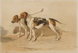 Alfred de Dreux - Two beagles