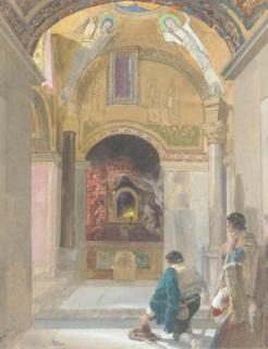 Alfred Downing Fripp, R.W.S. - Chapel Interior With Figures