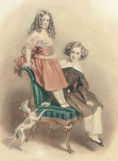 Alfred Edward Chalon, R.A. - Portrait of Lord and Lady Evelin Stanhope, the children of the Earl of Chesterfield