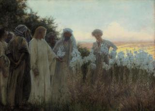 Alfred Edward Emslie, A.R.W.S. - Christ in a garden of lilies