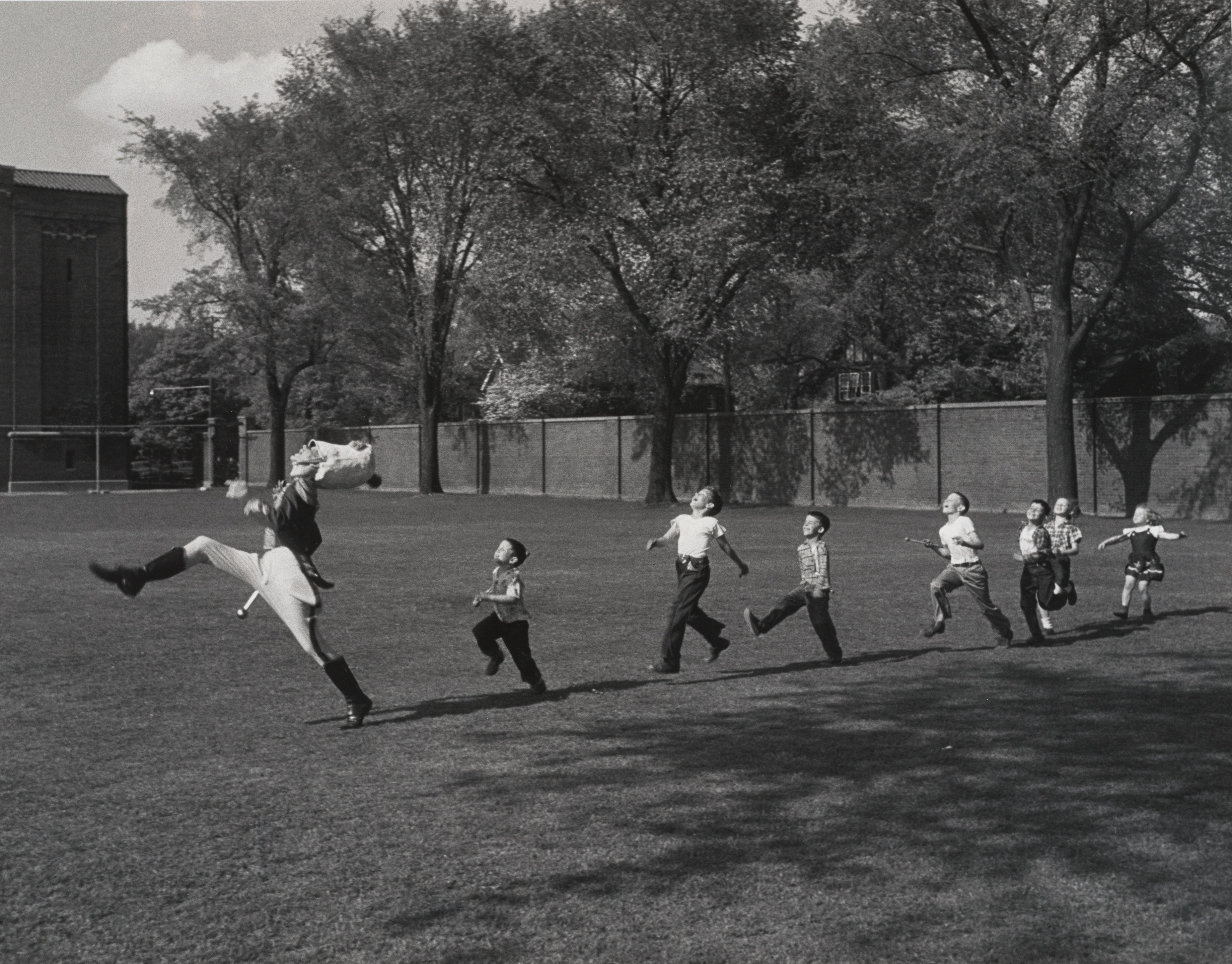 Alfred Eisenstaedt - Drum Major and Children, University of Michigan, Ann Arbor
