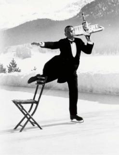 Alfred Eisenstaedt - Ice Skating Waiter, Grand Hotel Waiters\' School, St. Moritz