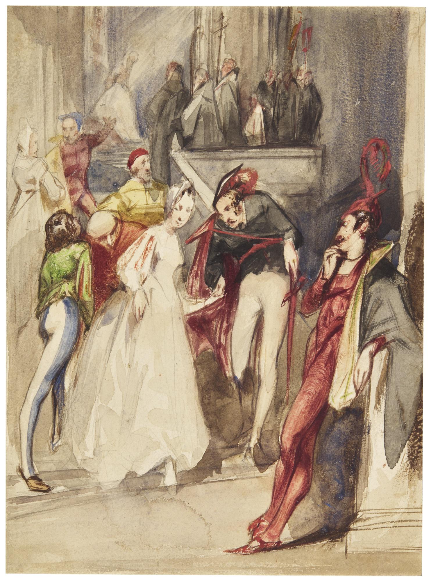 Alfred Elmore, R.A. - A Theatrical Scene, Probably From Faust  