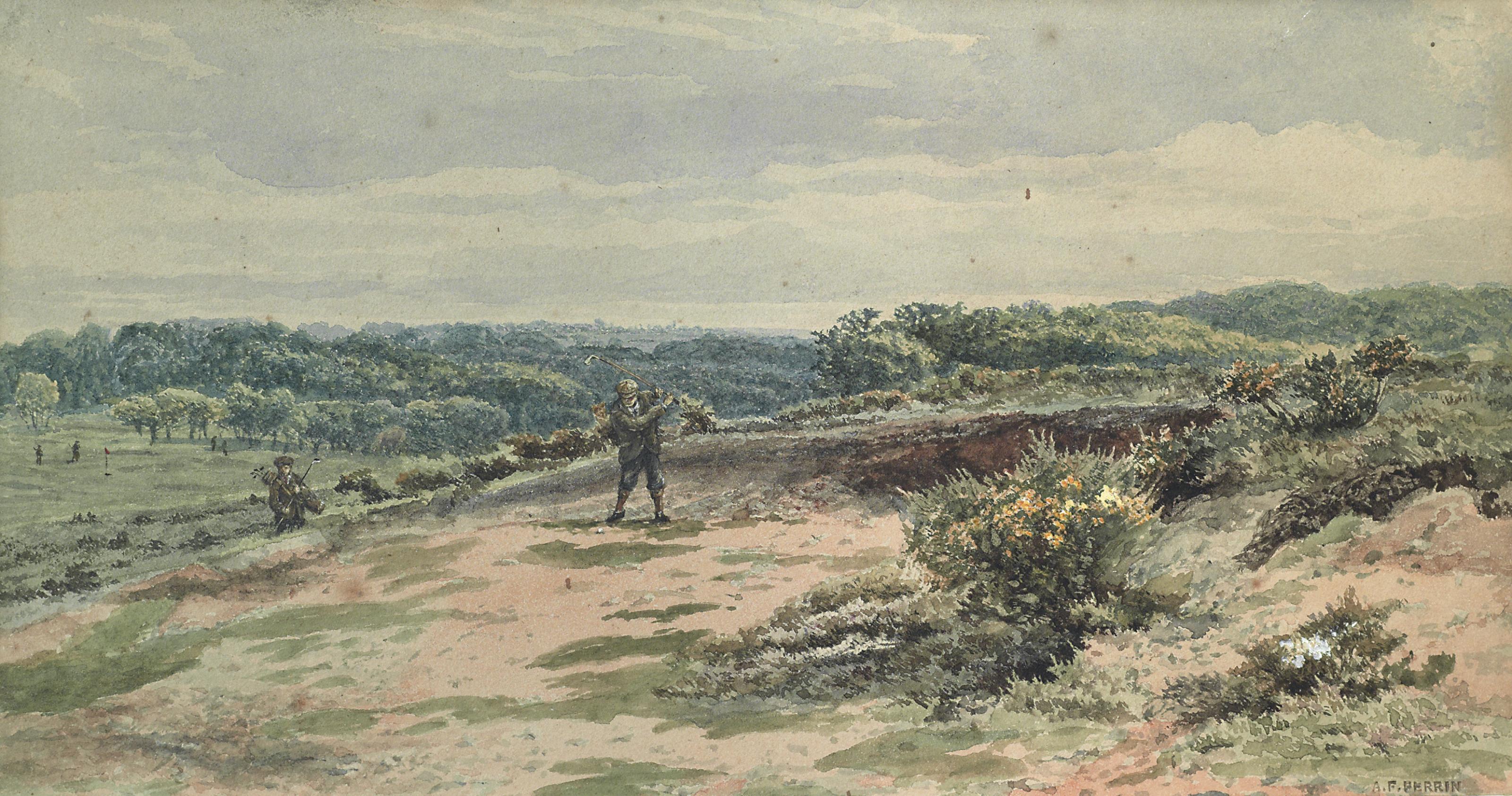 Alfred Feyen Perrin - Out on the course, probably the 7th hole on the Old Course at Sunningdale, Berkshire