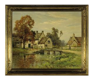 Alfred Fontville de Breanski Jr - The Cotswolds, October Morning at Lower Slaughter