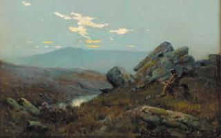 Alfred Fontville De Bréanski - A boy resting in a rocky Highland landscape