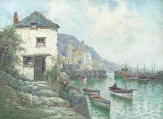Alfred Fontville De Breanski - \'In The Harbour Polperro\'