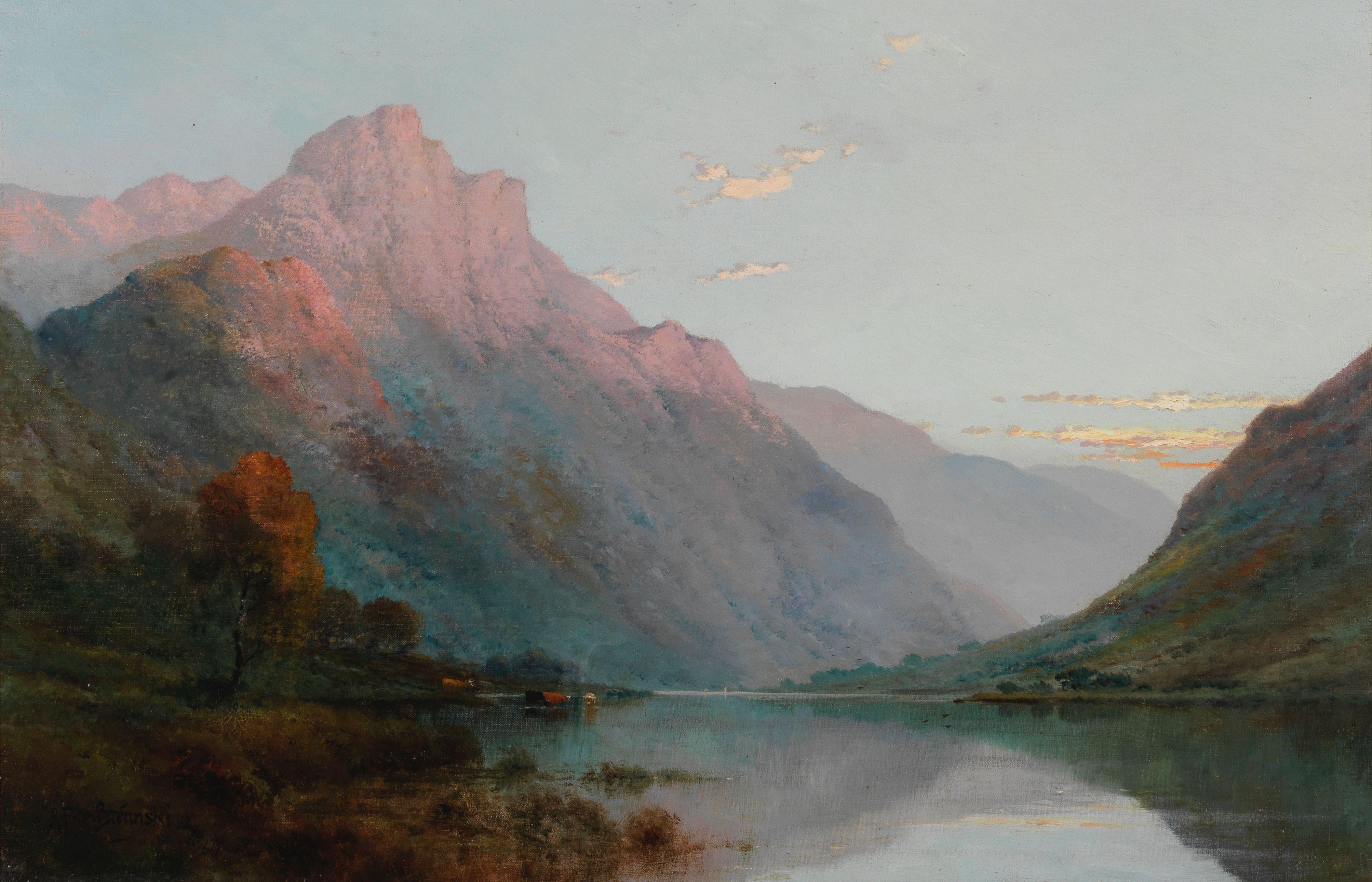 Alfred Fontville de Breanski - Sunset in the Scottish Highlands