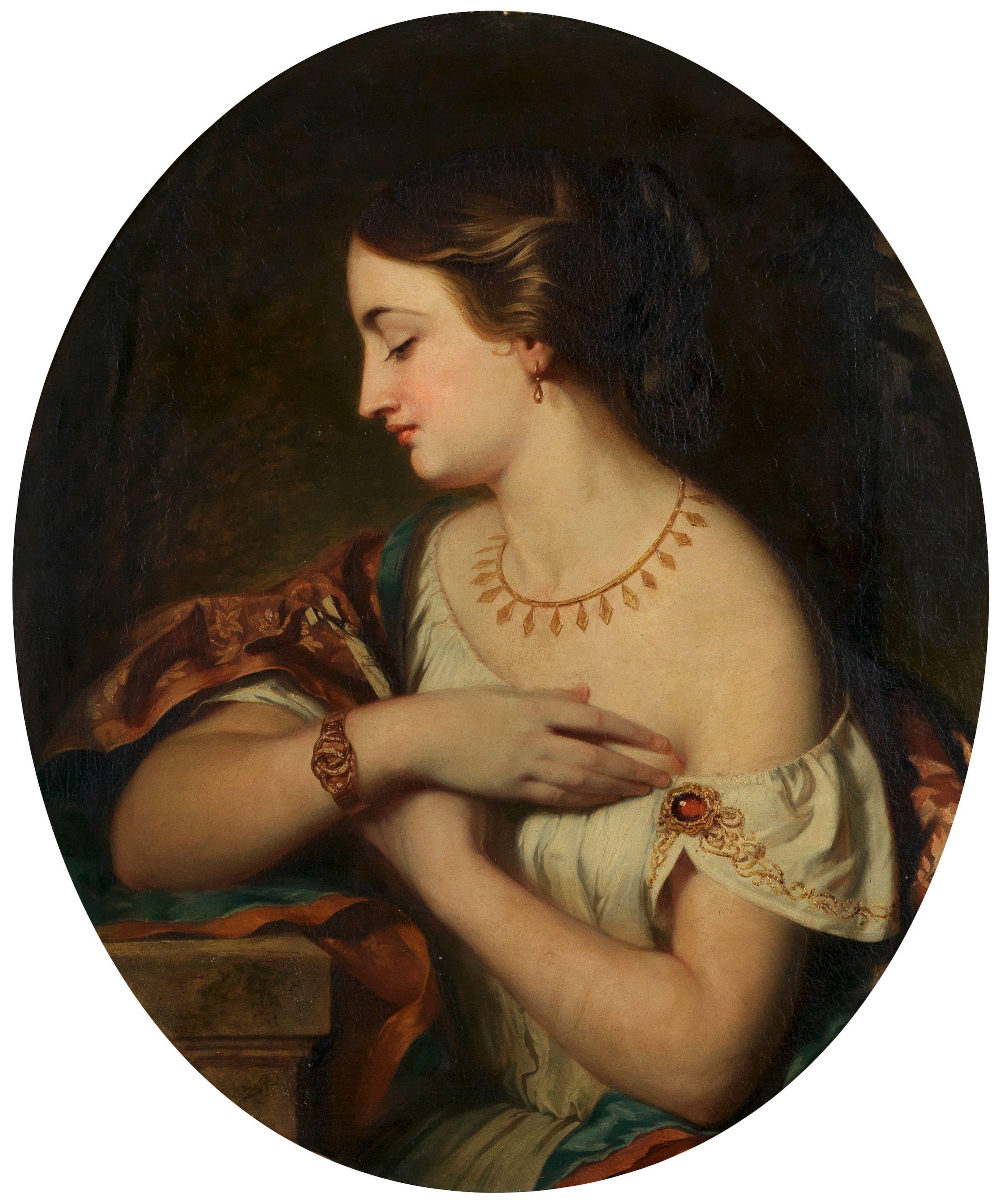 Alfred Fowler Patten - Contemplation Painted Oval 60.7 X 50.5Cm (23 7/8 X 19 7/8In).