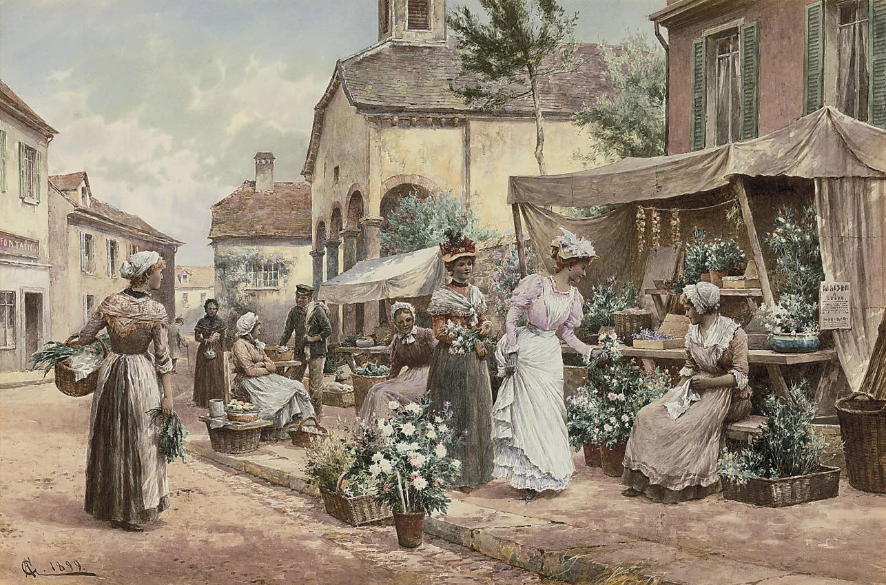 Alfred Glendening, Jun., R.B.A. - Choosing a posy