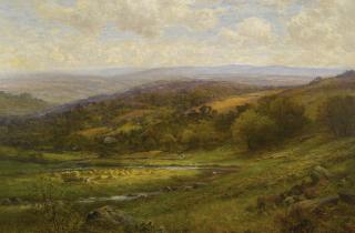 Alfred Glendening Sr. - Landscape With Cattle And Haystacks