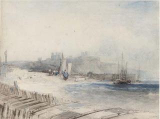 Alfred Gomersal Vickers - Fisherfolk on the shore below Dover Castle