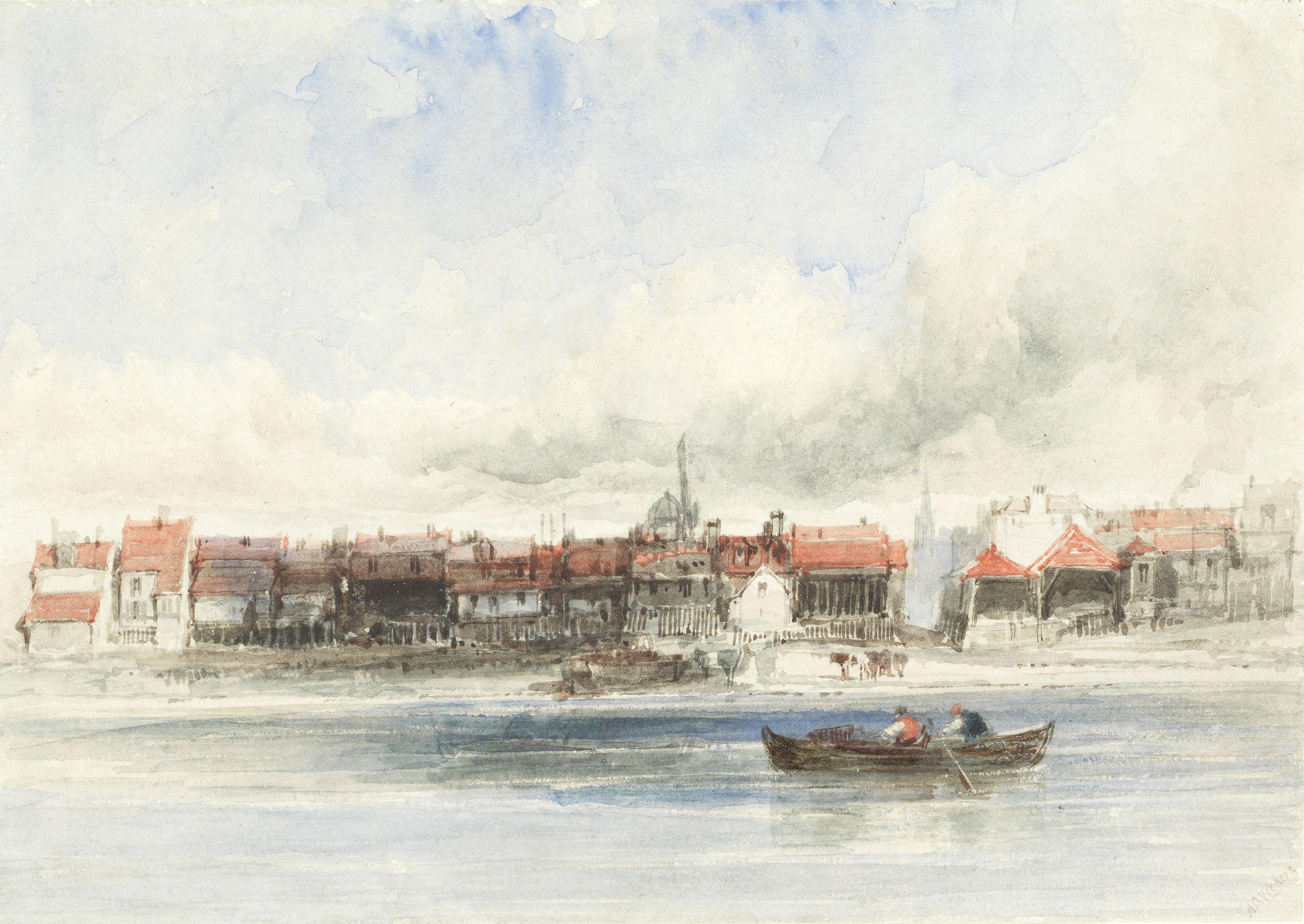 Alfred Gomersal Vickers - Old Houses By The Thames