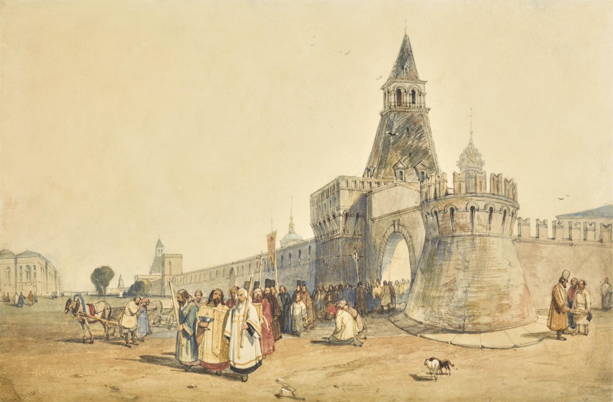 Alfred Gomersal Vickers - Religious Procession Through The Vladimir Gate On Lubyanka Square