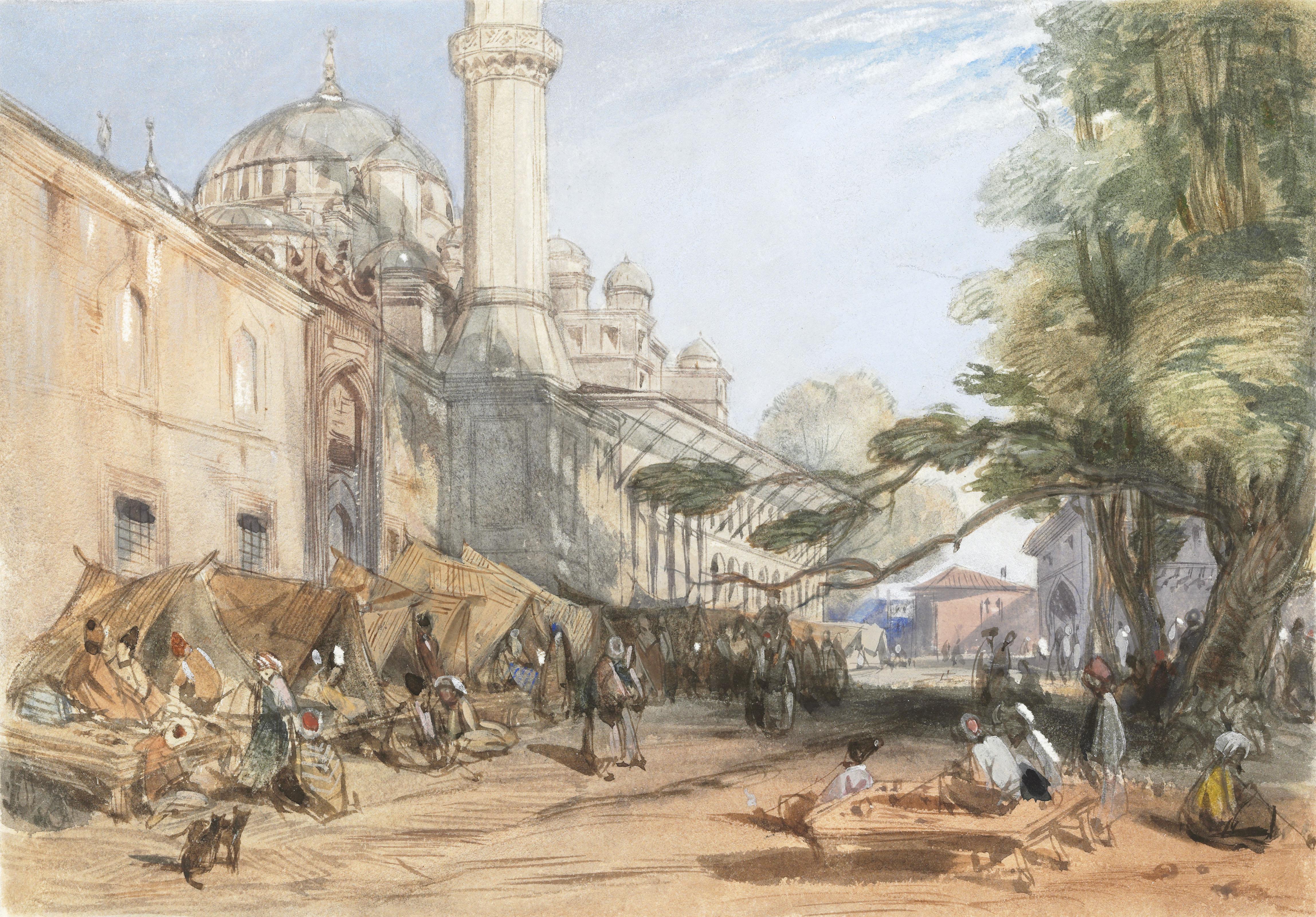 Alfred Gomersal Vickers - Street-sellers beside a Mosque at Constantinople