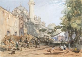 Alfred Gomersal Vickers - Street-sellers beside a Mosque at Constantinople