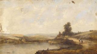 Alfred H. Vickers - Figures on a riverside track