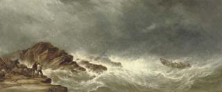 Alfred Herbert - A lifeboat heading out to a ship in distress