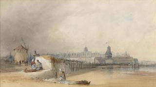 Alfred Herbert - Figures beside the sea wall, St. Malo, France