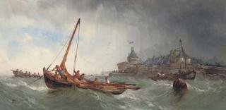 Alfred Herbert - Fishing Vessels In A Squall Off Saint Malo, France