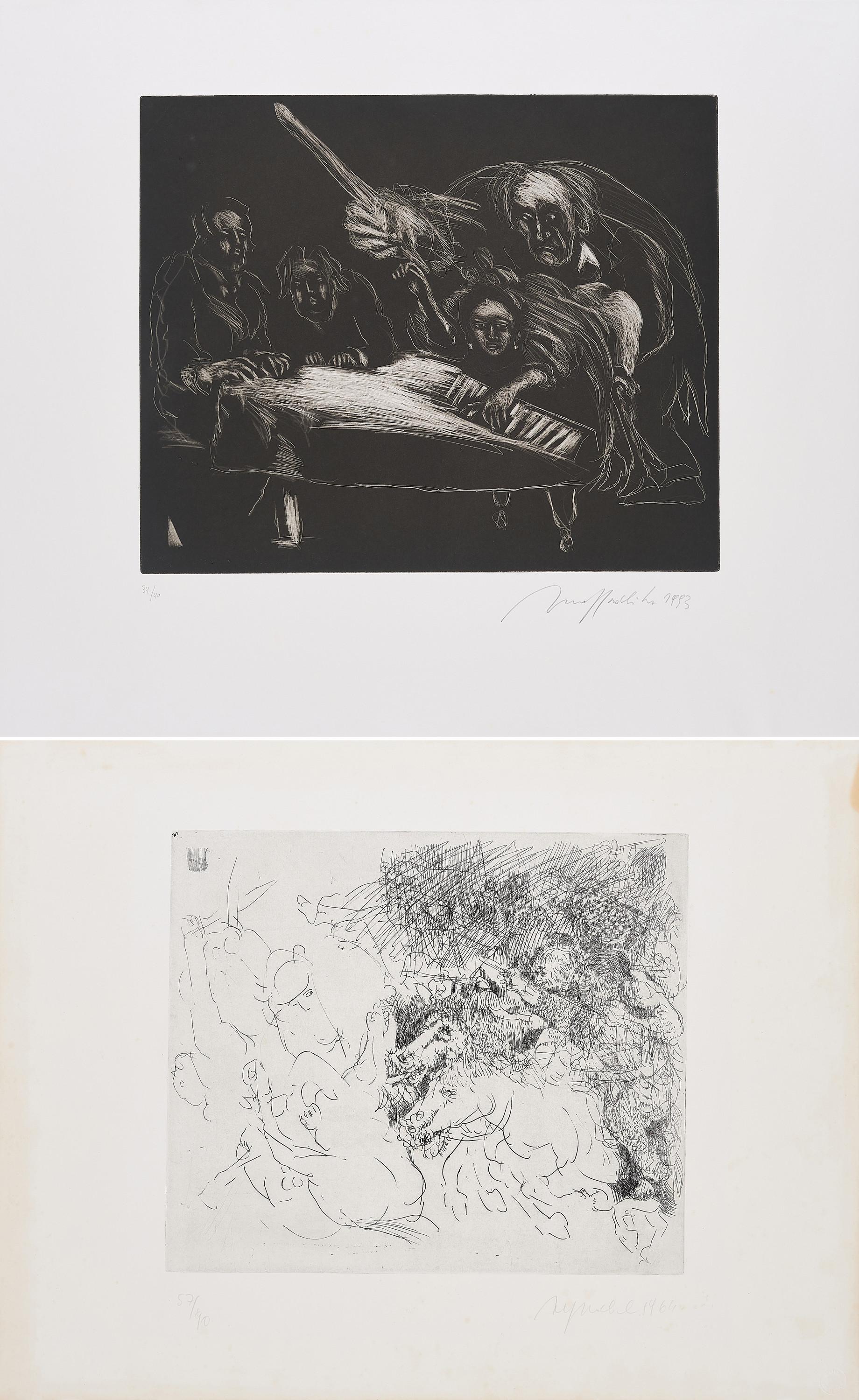 Alfred Hrdlicka - Konvolut von 2 Radierungen.