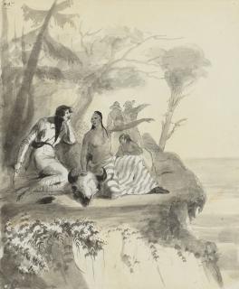Alfred Jacob Miller - An Indian Complaining Of The Whites Having Destroyed The Game In Their Country, Pointing To A Plain, Which Was Once Covered With Buffalo - As Far As The Eye Could See - Now Without A Sign Of Animal Life