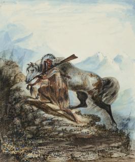 Alfred Jacob Miller - An Indian With the Scalp Lock of His Enemy