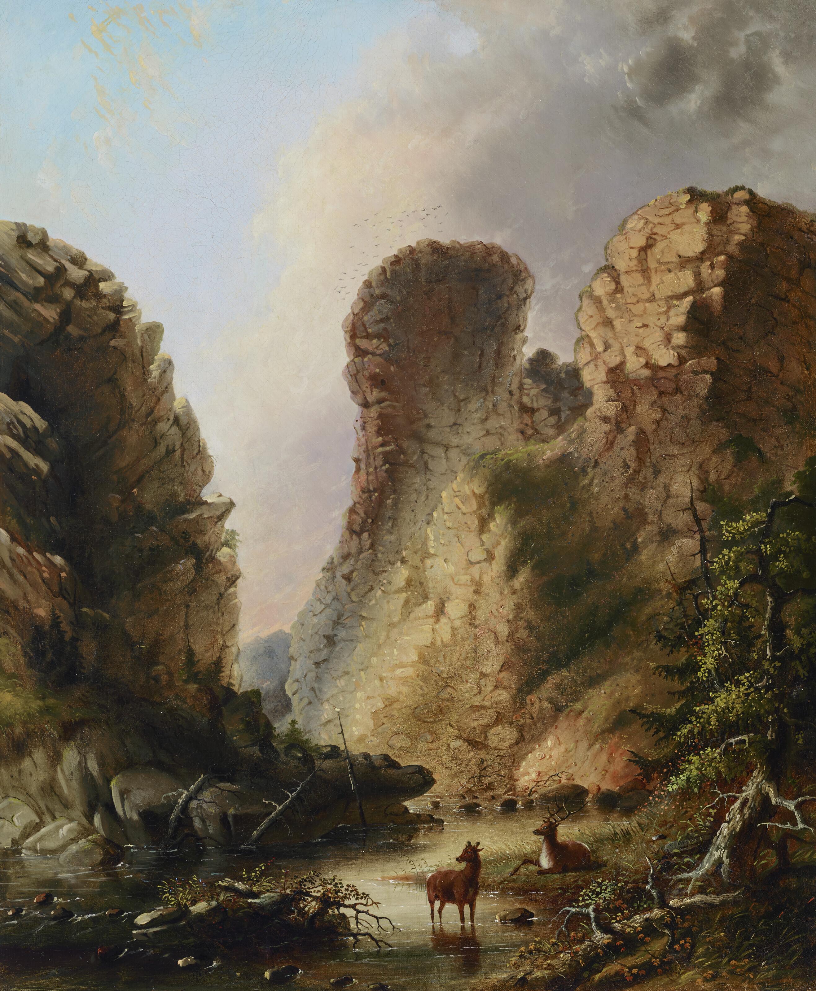 Alfred Jacob Miller - Deer by the River, Wyoming