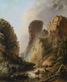 Alfred Jacob Miller - Deer by the River, Wyoming