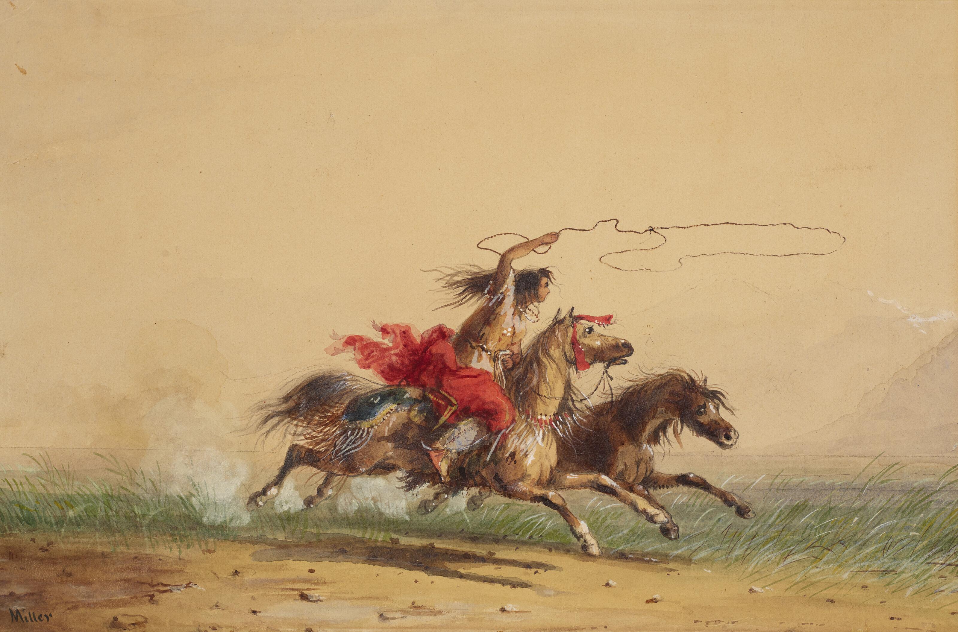 Alfred Jacob Miller - Lassoing Wild Horses