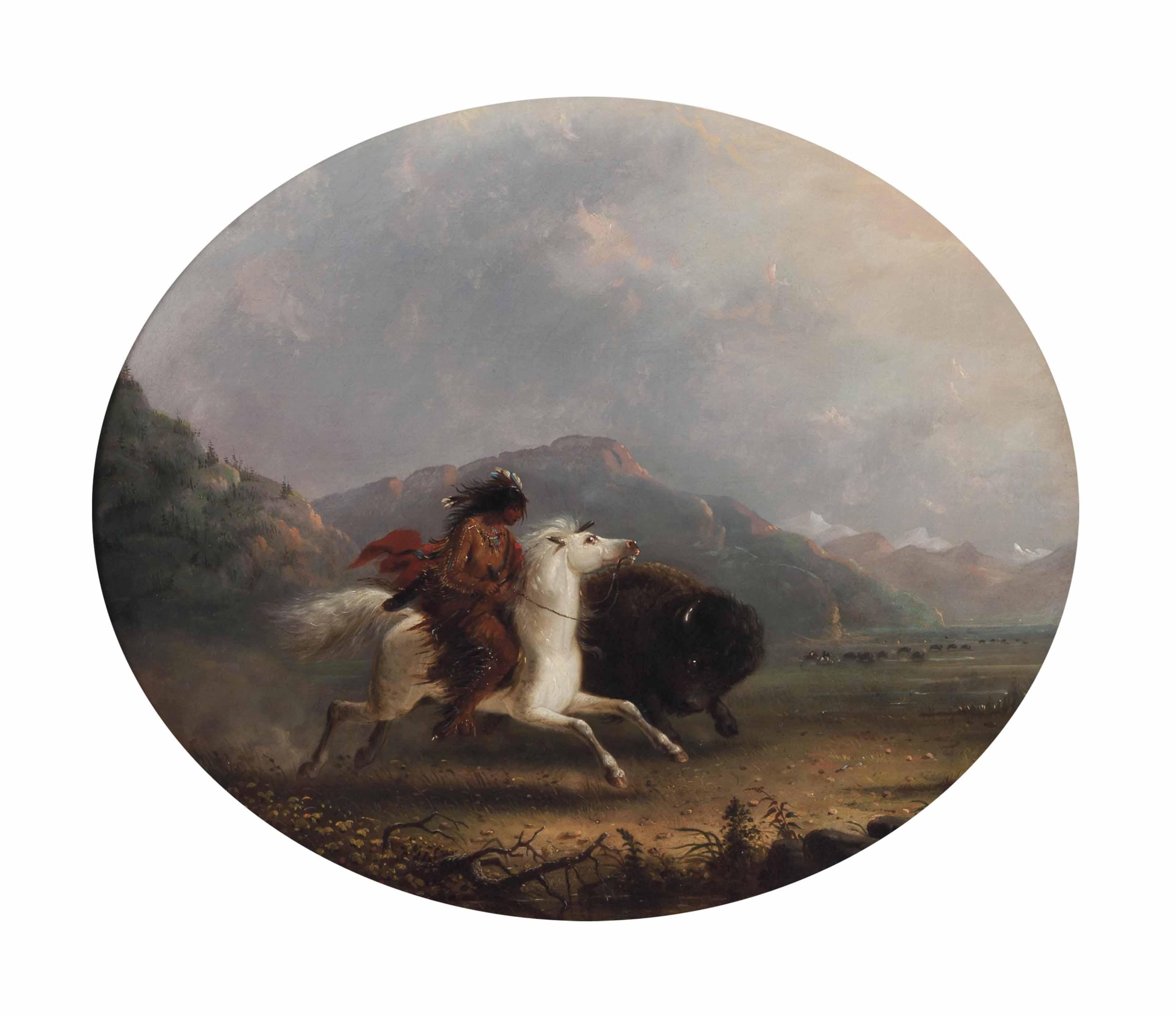 Alfred Jacob Miller - Pawnee Running a Buffalo