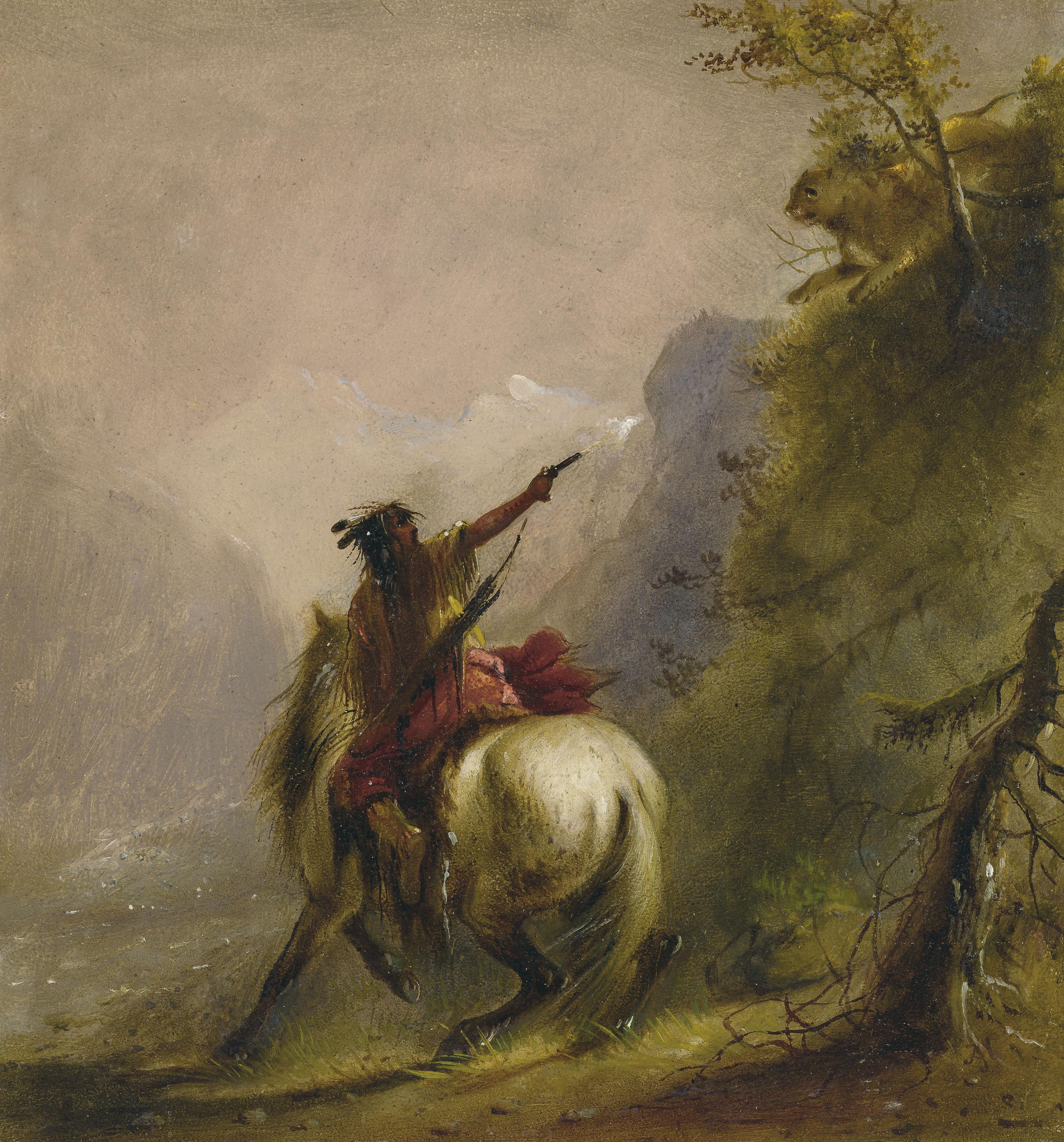 Alfred Jacob Miller - Shooting A Cougar