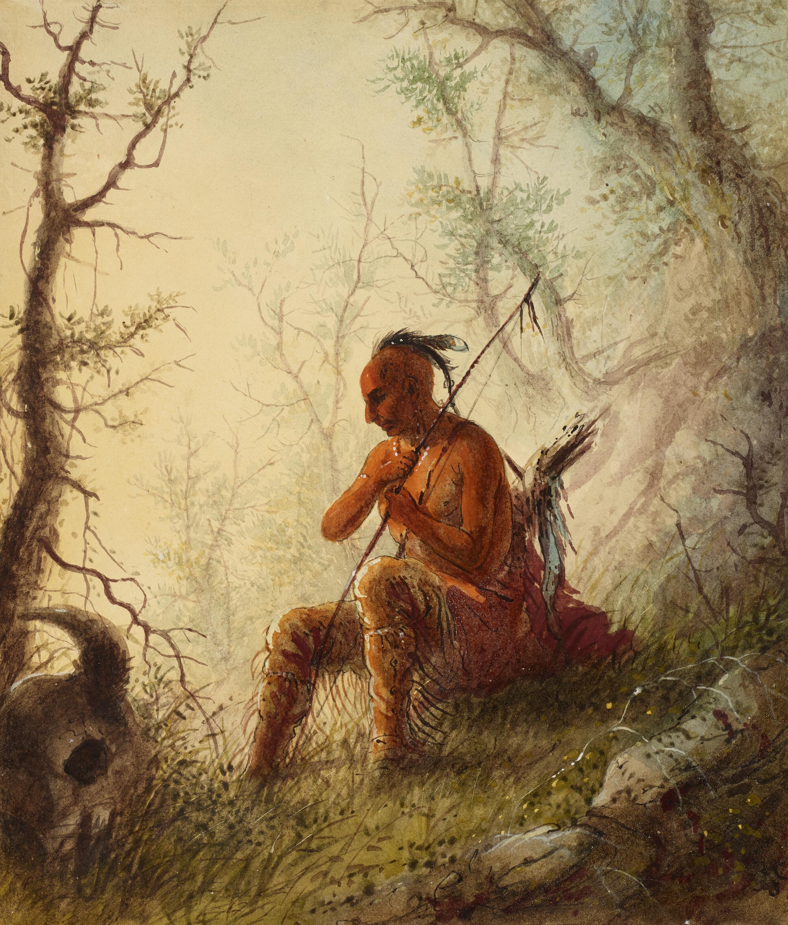 Alfred Jacob Miller - Sioux Indian at a Grave