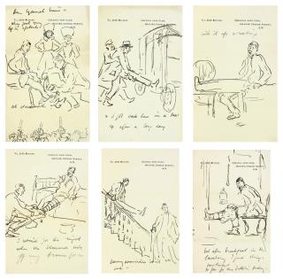 Alfred James Munnings - A series of sketches illustrating an episode of gout, as experienced by the artist