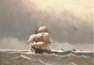 Alfred Jensen - Af Full Sail; And A Ship On Calm Waters