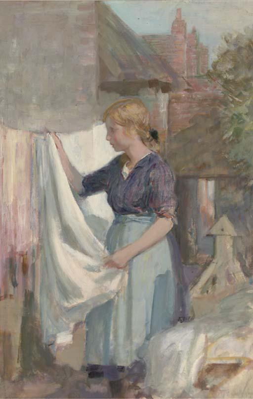 Alfred John Billinghurst - Putting The Washing Out To Dry