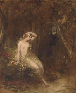 Alfred Joseph Woolmer - A Nymph At The Waters Edge