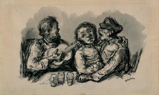 Alfred Kubin - Bauern am Schanktisch.