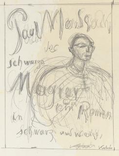 Alfred Kubin - Study for the title page of de Schwarze Magie by Paul Madsack (recto); Two studies of figures conversing (verso)