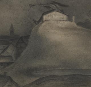 Alfred Kubin - Ungeheuer auf dem Hügel (Teufel mit der Posaune)