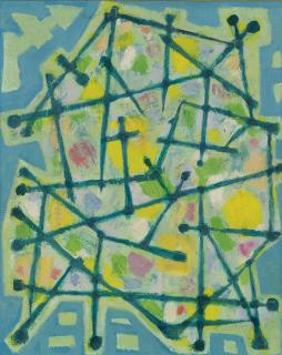 Alfred Manessier - Blue-Green Lines On Aqua Background