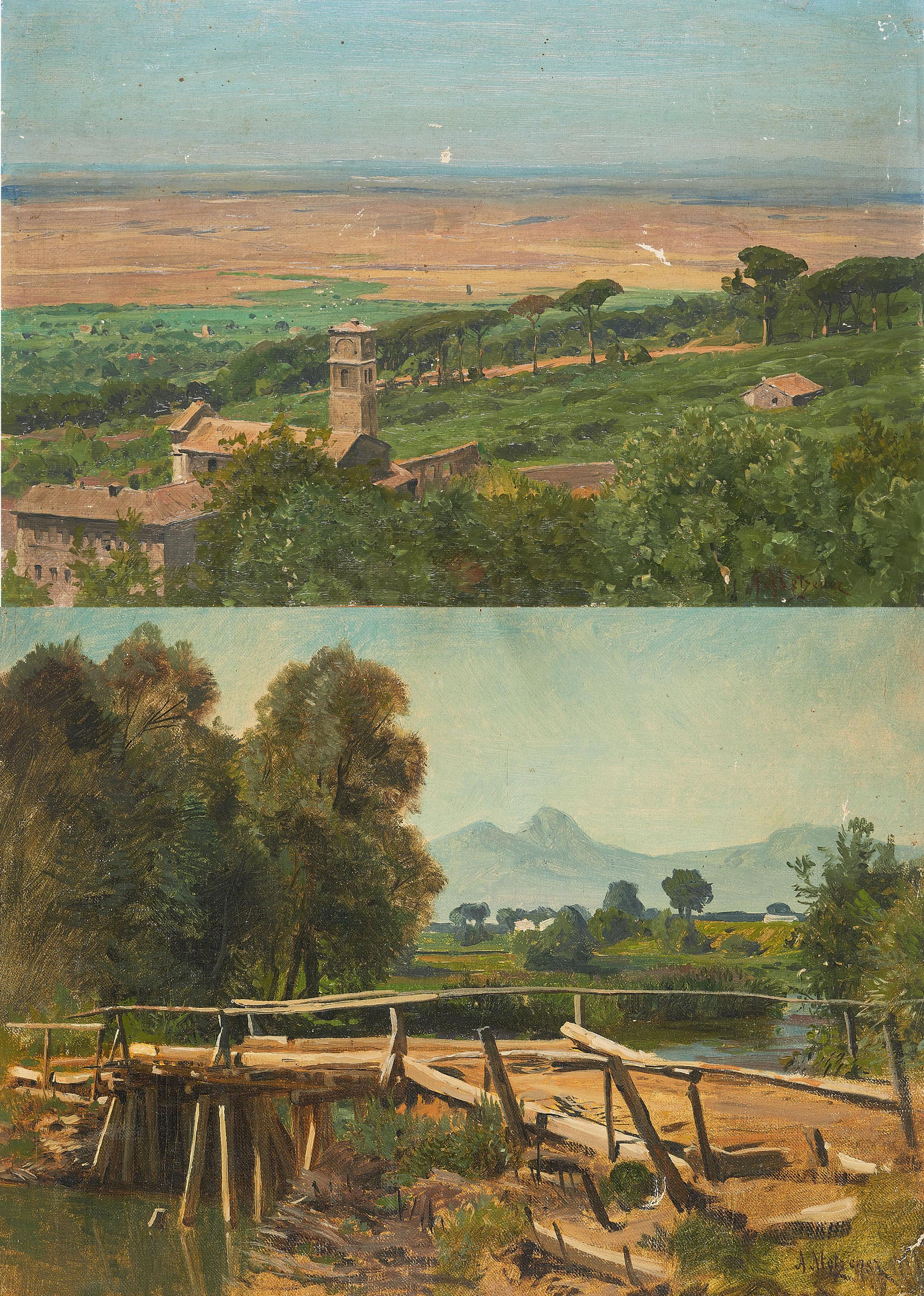 Alfred Metzener - 2 Ölstudien: \