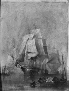 Alfred Montague - Ships drying their sails in an anchorage