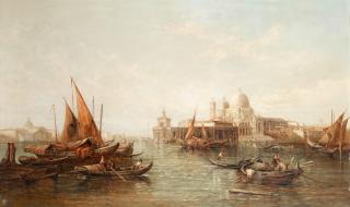 Alfred Pollentine - A busy venetian waterway
