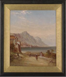 Alfred Pollentine - Boats moored on Lake Garda, Italy;and A calm day on Lake Garda, Italy