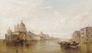 Alfred Pollentine - Bragozzi in the Bacino of San Marco with Piazza San Marco beyond; Grand Canal with a View of Santa Maria della Salute; and Gondolas and Bragozzi at the Punta della Dogana with a view toward Piazza San Marco